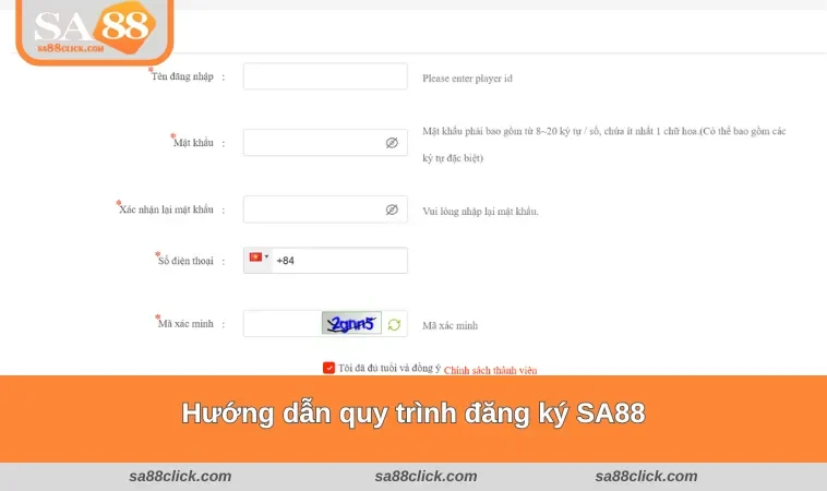 dang ky sa88 1 Hướng dẫn hội viên quy trình thực hiện đăng ký SA88